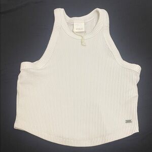 Zara Cream Ribbed Sleeveless Top